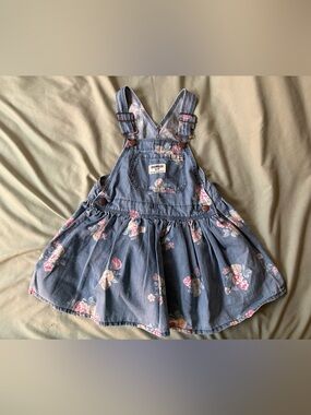 Toddler girl Floral denim overall dress